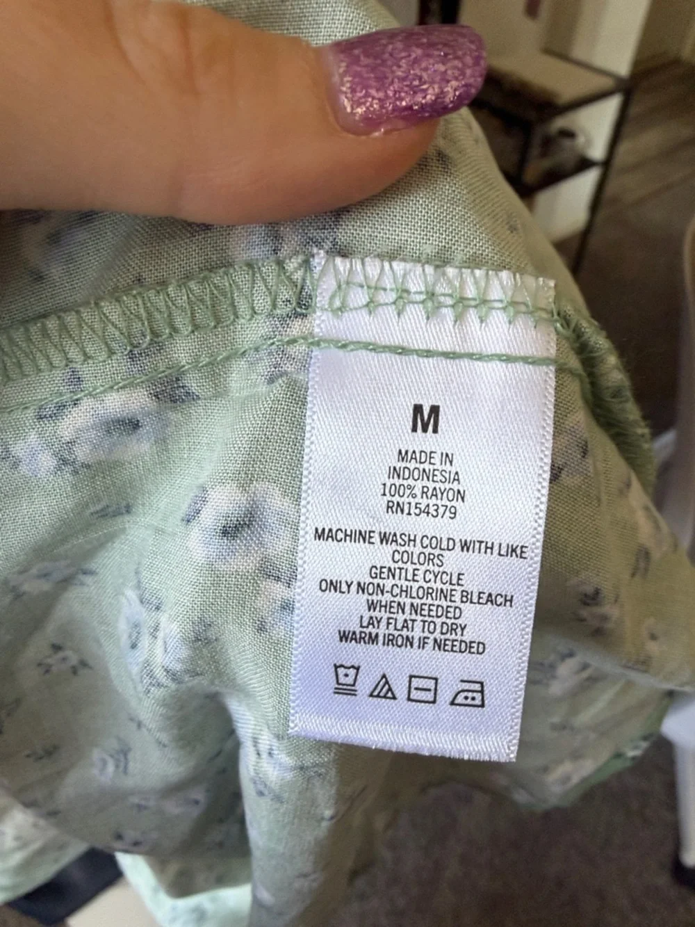 Aeropostale Light Green Floral Tiered Mini Dress size medium - Picture 7 of 7